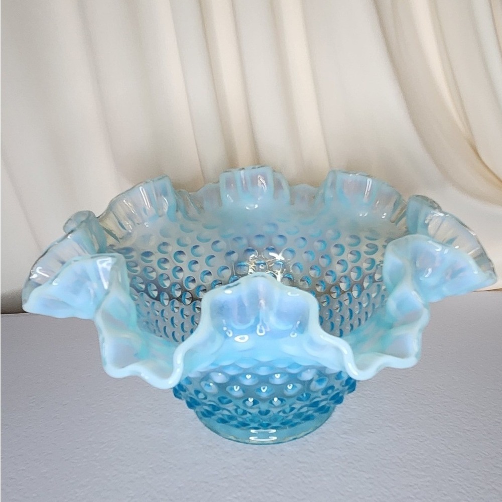 Fenton Blue Opalescent Hobnail Bowl